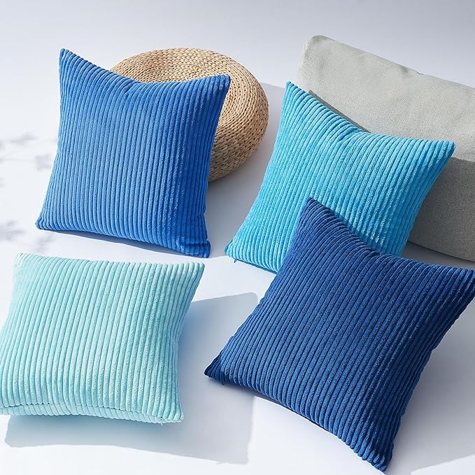 Topfinel Blue Decorative Throw Pillow Covers 16x16 Inch Set of 4, Soft Accent - Image 4