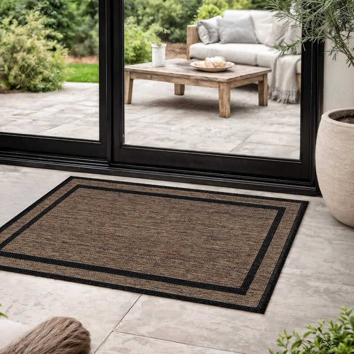 Rugshop Border Jute-Style Indoor Outdoor Area Rug Dark Gray/Natural 2' x 3'