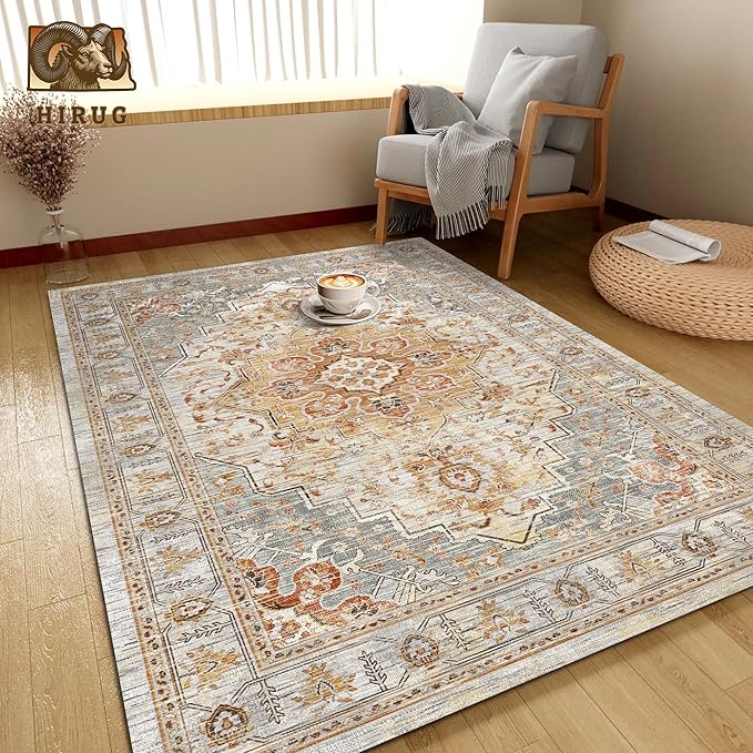 Washable Area Rug 9' x 12' Vintage Traditional Persian Mat - Image 4