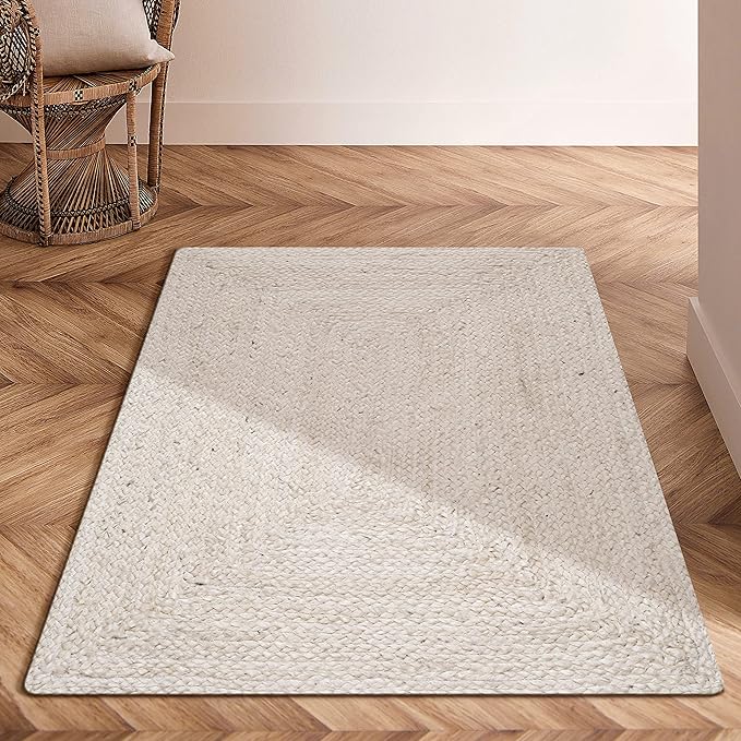 Hausattire Hand Woven Jute Braided Rug, Reversible Boho Entry Area Rugs - Image 5