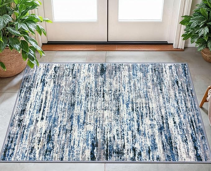 Lansny Modern Abstract Small Area Rug Indoor 3x5 Washable Rug Non-Slip Soft - Image 2