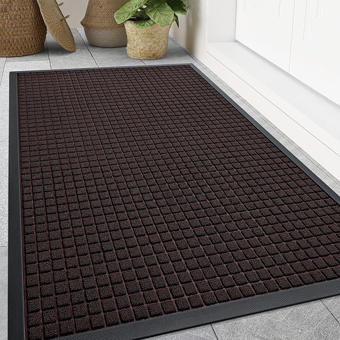 Smiry Front Door Mat Outside Entrance, Heavy Duty Natural Rubber Doormat by Smiry