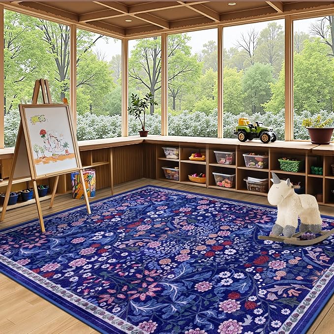 Area Rug Living Room Rugs: Floral 4x6 Washable Rug Vintage Soft Boho Non-Slip - Image 4