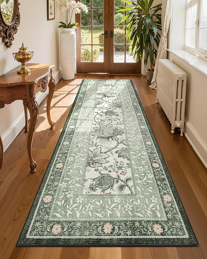 GarveeHome Sage Green 2x6 Washable Kitchen Runner Rugs Non Slip Provence - Image 3