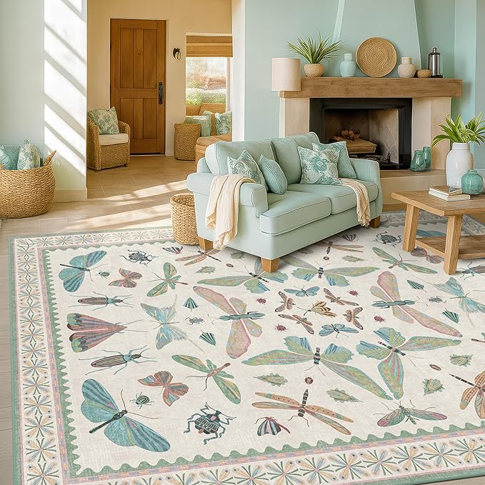 Green and Blue Rugs for Bedroom by HazoHaus