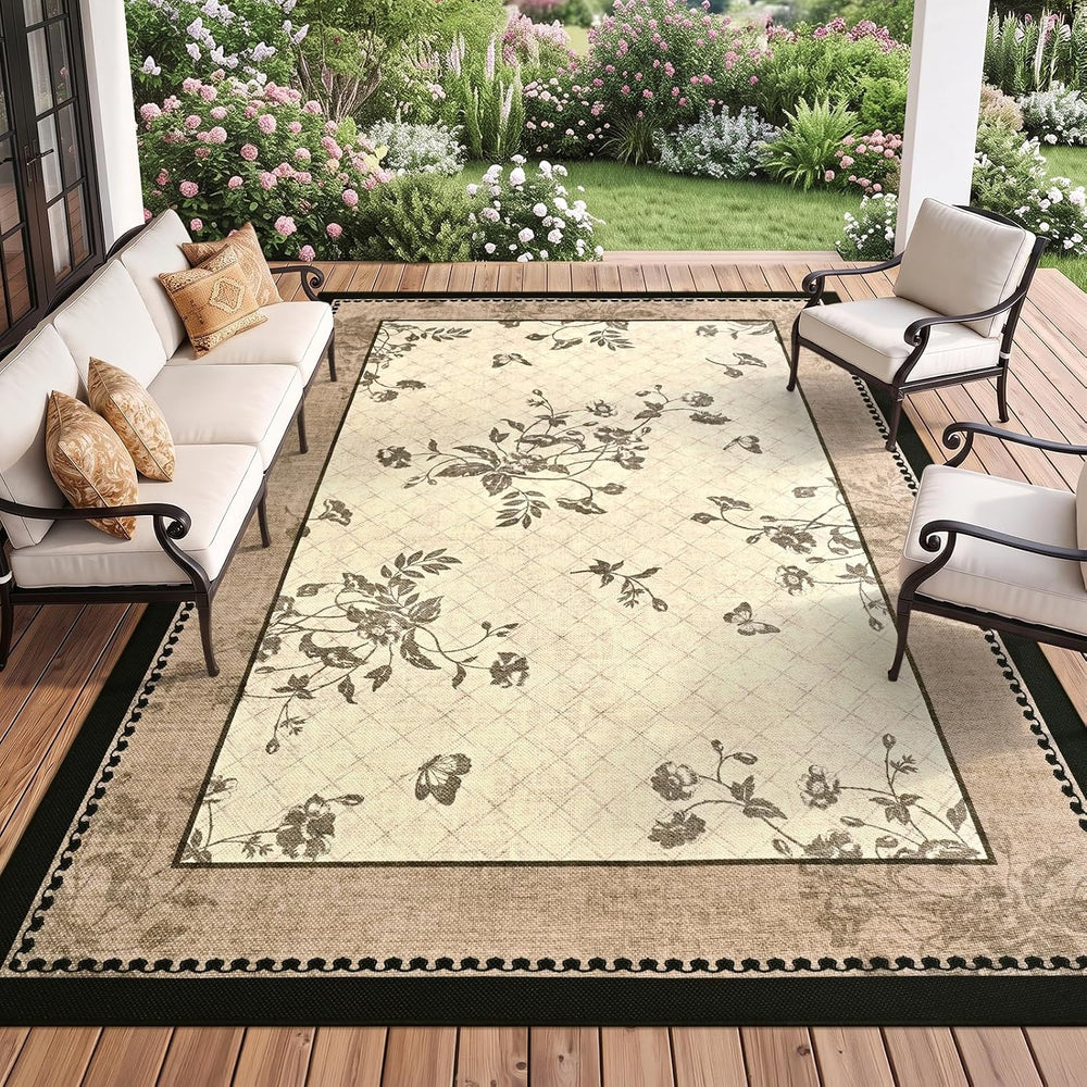 DweIke Easy Jute Outdoor Patio Rug, 4x6 Washable Rugs for Entryway Indoor Liv...