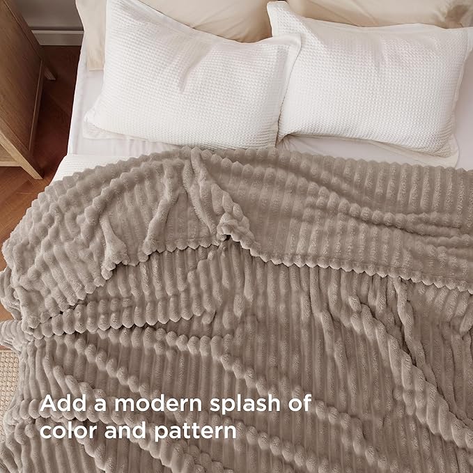 Bedsure GentleSoft Light Brown Fleece Blanket - Image 3