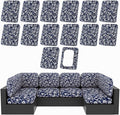 hyha 14Pcs Patio Cushion Covers, Stretch Outdoor Couch Cushion Covers by hyha