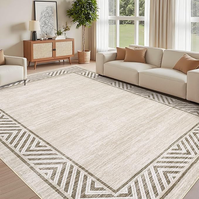 GarveeHome Large Modern Rug 9x12 Non-Slip Geometric Bordered Dining Room Rug - Image 2