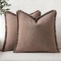 MIULEE Decorative Throw Pillow Covers Neutral Linen Fringe Throw Pillows Set of by MIULEE