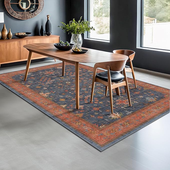Hazo Haus Navy Blue Area Rug 5x7 Living Room Rug - Image 3