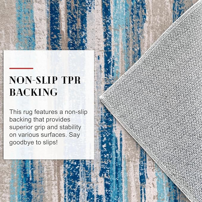 Lansny Modern Abstract 9x12 Large Machine Washable Living Room Rug Non-Slip - Image 7