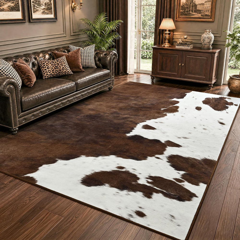 Foxmas 4x6 Cow Print Rugs for Living Room Bedroom