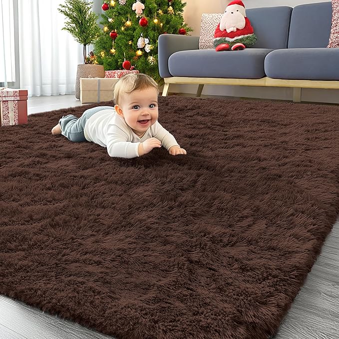 OLANLY Area Rugs for Living Room Bedroom, Machine Washable 4x5.9 ft Soft Fluffy by OLANLY