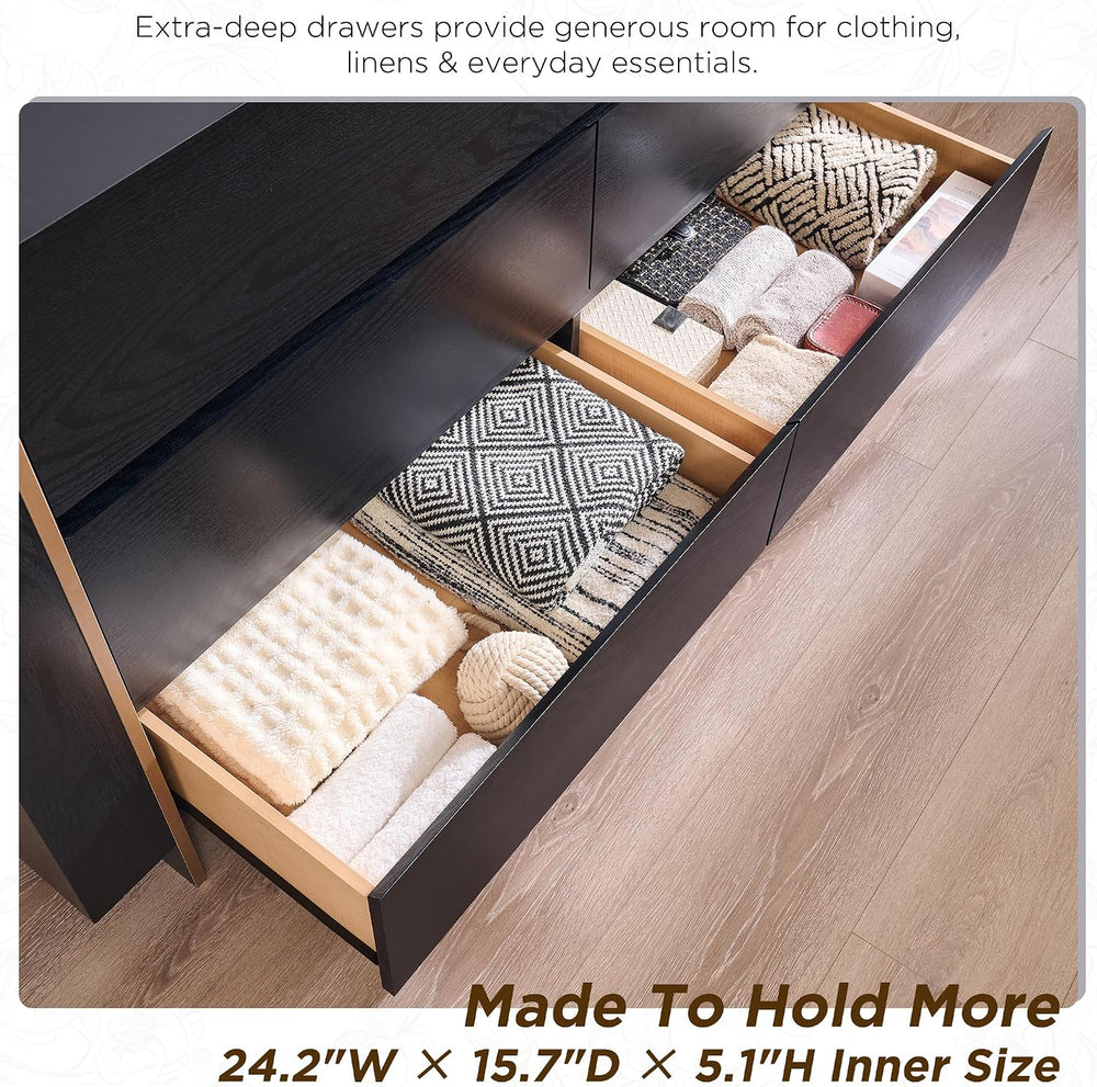 OKD 60" Modern 6 Drawer Dresser for Bedroom, 20" Depth for More Sto...