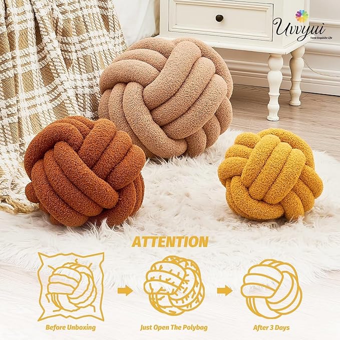 Uvvyui Knot Pillow Ball, Soft Home Decorative Pillows, Round Throw Pillow - Image 4
