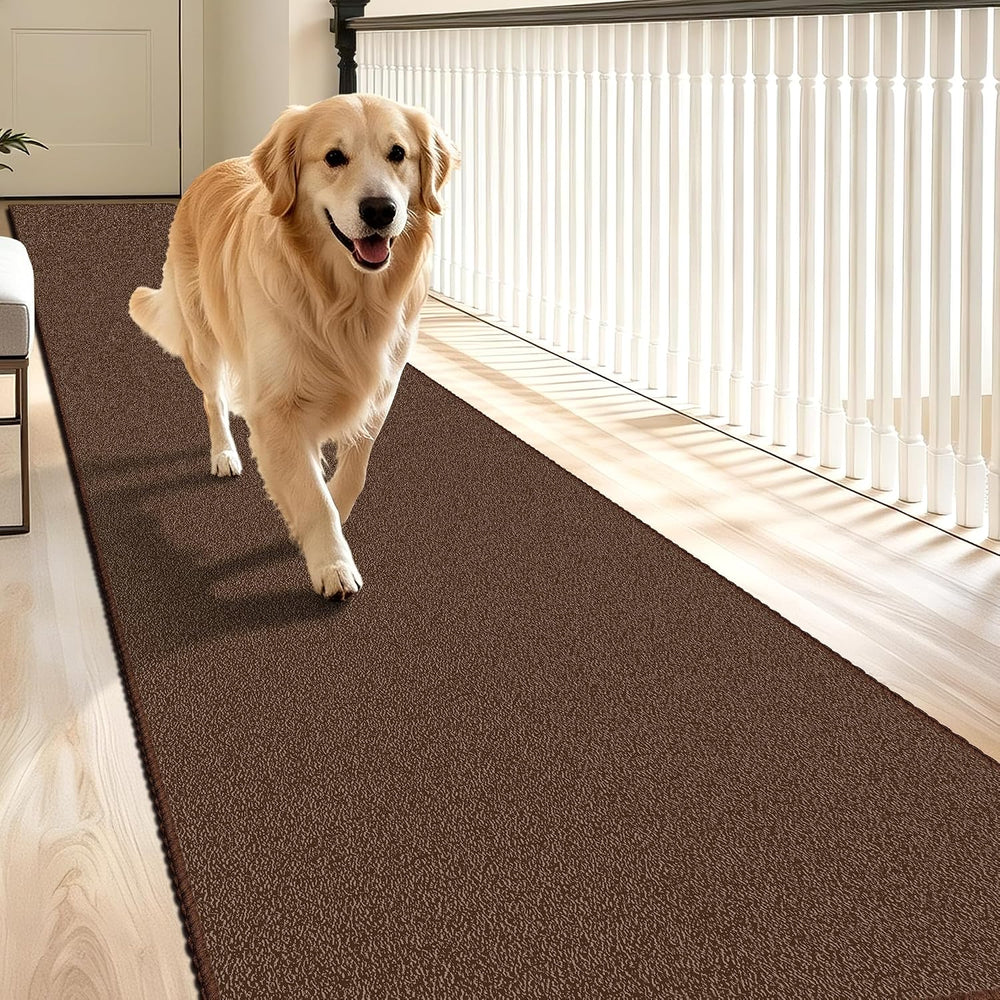 Waterproof 2x8 Runner Rug Non Slip Floor Runners for Dogs, Textured Brown