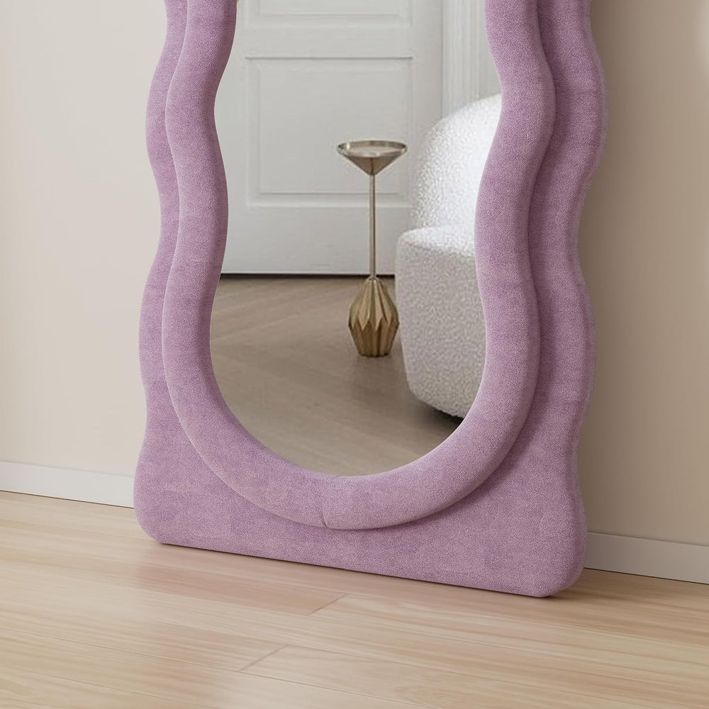 Wavy Full Length Mirror, 63"x24" Arched Body Floor Mirror (Purple)