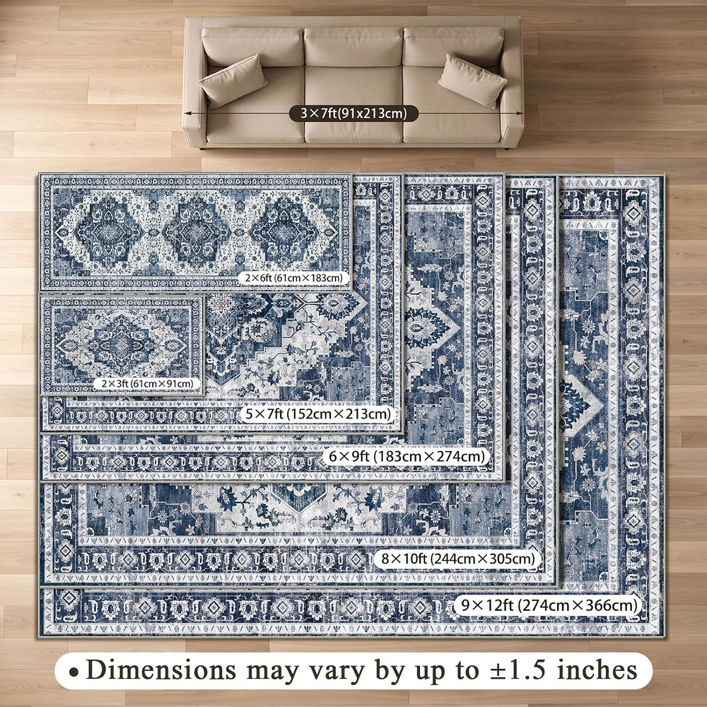 8x10 Area Rugs Living Room Rug: Soft Vintage Washable Rug