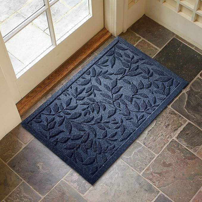 Blue Leaves Outdoor Indoor Entrance Doormats, Absorbent Durable Heavy Duty - Image 3