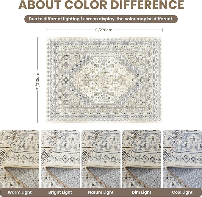 zesthome 7x9 Area Rug, Super Soft Washable Rugs - Image 2