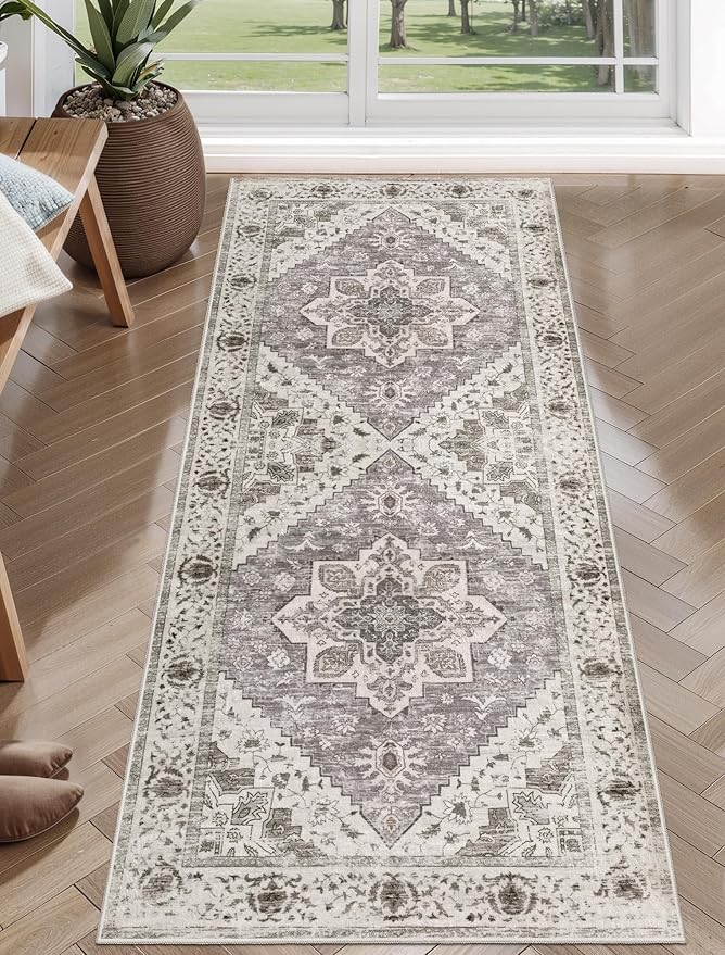 SERISSA Boho Washable Runner Rug, 2x5 Rug Non-Slip Vintage Earth Tone Hallway by SERISSAHomeDecorCollection
