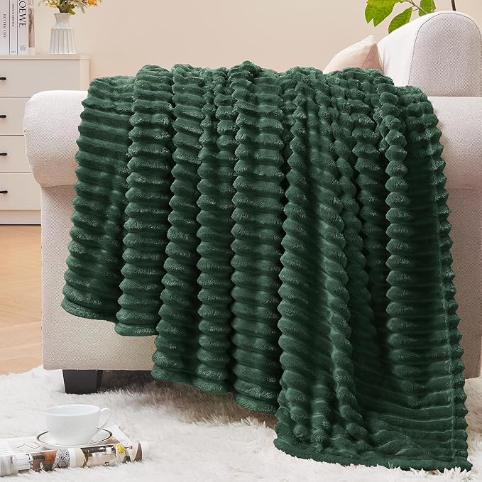 BEDELITE Fleece Blanket Twin Size – 3D Ribbed Jacquard Soft and Warm Decorative by BEDELITE