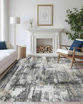 Latte&Fog 8x10 Area Rugs for Living Room, Large Black Modern Abstract Washable by LatteFog