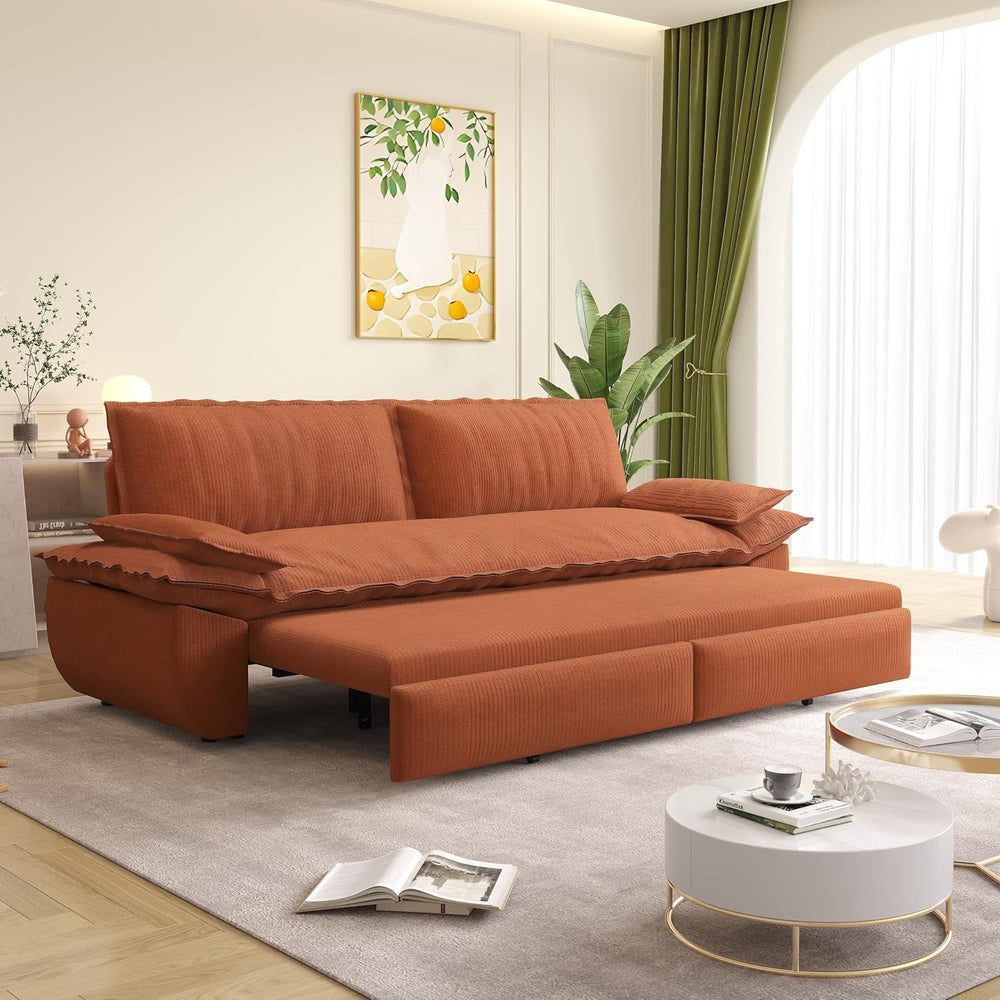 73.2" Futon Sofa Bed Queen Size, 3-in-1 Convertible Sleeper Sofa with Si...