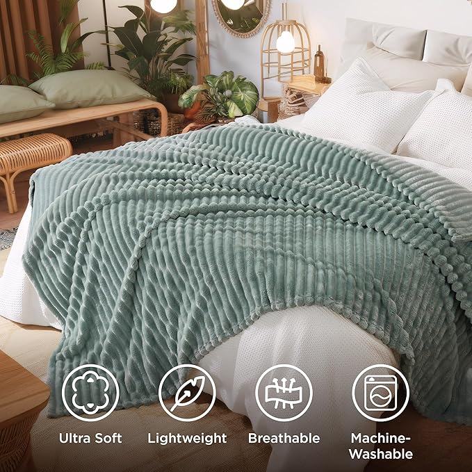 Bedsure GentleSoft Sage Green California King Size Blanket - Image 5