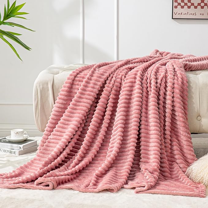 BEDELITE Fleece Blanket Twin Size – 3D Ribbed Jacquard Soft and Warm Decorative - Image 7