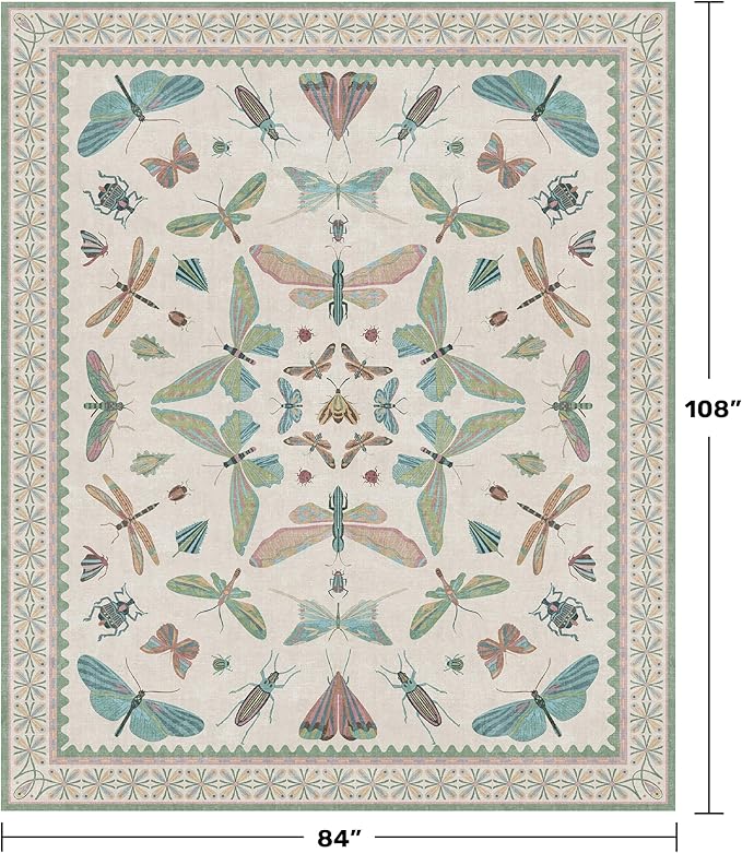 7x9 Green Butterfly Rugs for Kids Bedroom - Image 2