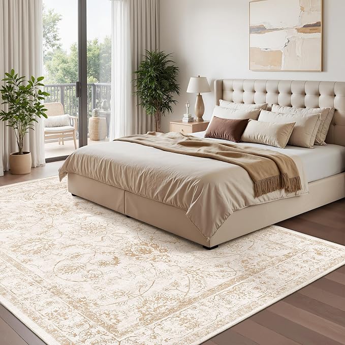 Madane Washable 6x9 Area Rugs for Living Room, Vintage Natural Rug - Image 2
