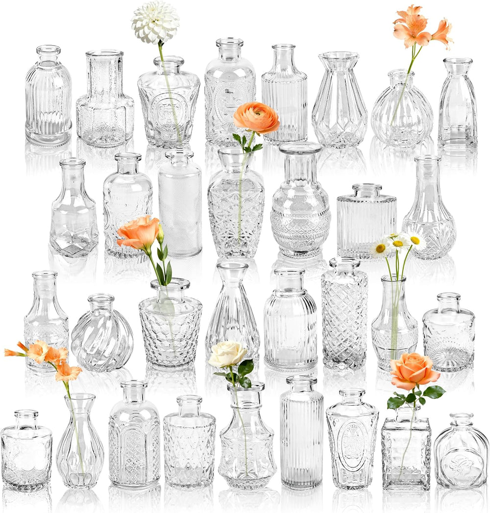 Der Rose 32pcs Clear Bud Vases in Bulk Glass vases for Centerpieces Decor