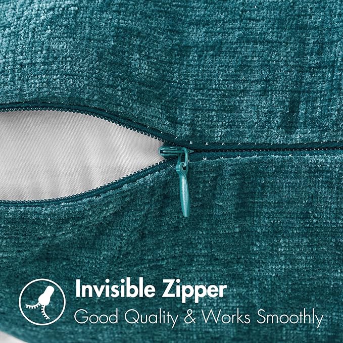 MIULEE Pack of 2 Dark Teal Throw Pillow Covers 12x20 Inch Soft Chenille Lumbar - Image 3