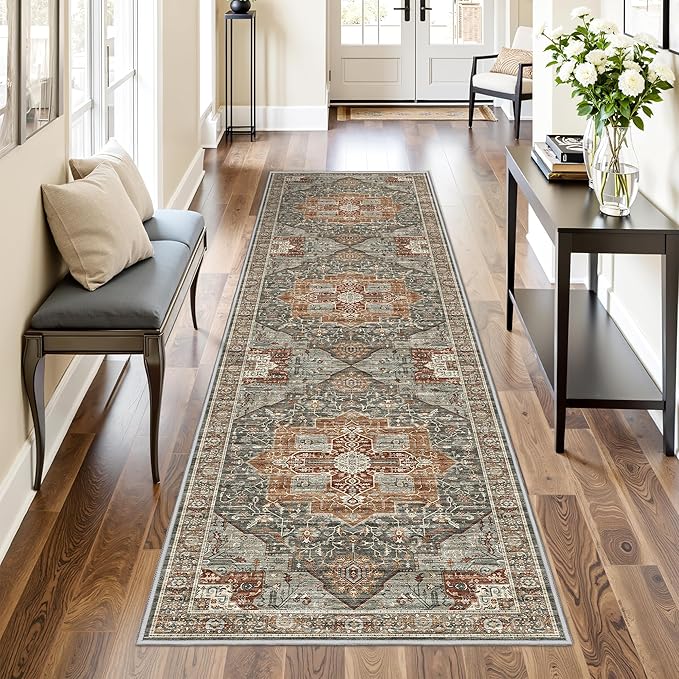 Runner Rug 2x8 Runners for Hallways Non Slip Washable, Vintage Hallway Runner by Restydon