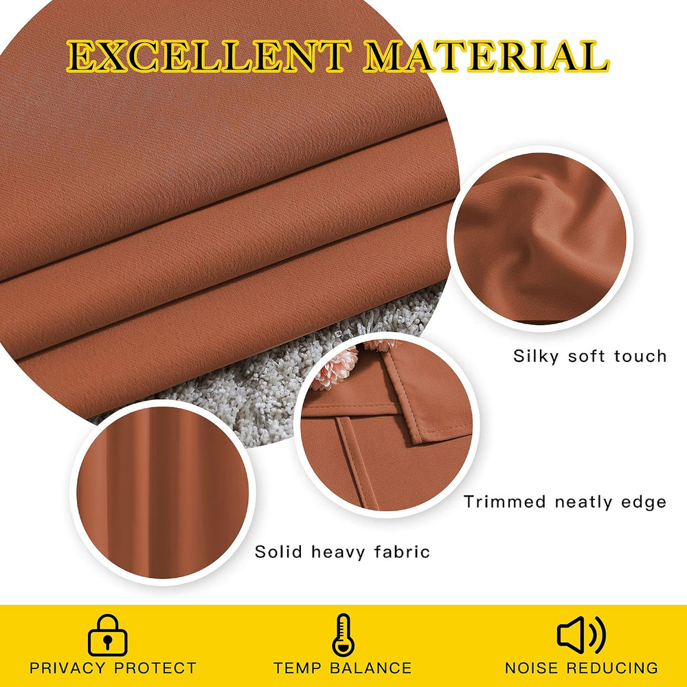 NICETOWN Burnt Orange Curtains for Windows 84 Inch Long, 2 Panels, W52xL84