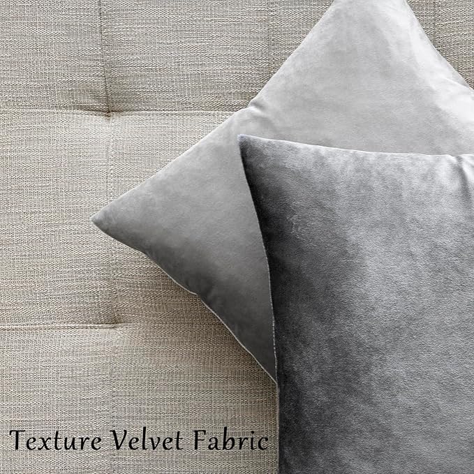 GIGIZAZA 22x22 Velvet Pillow Covers Set of 2, Dark Grey Throw Pillows Modern - Image 5