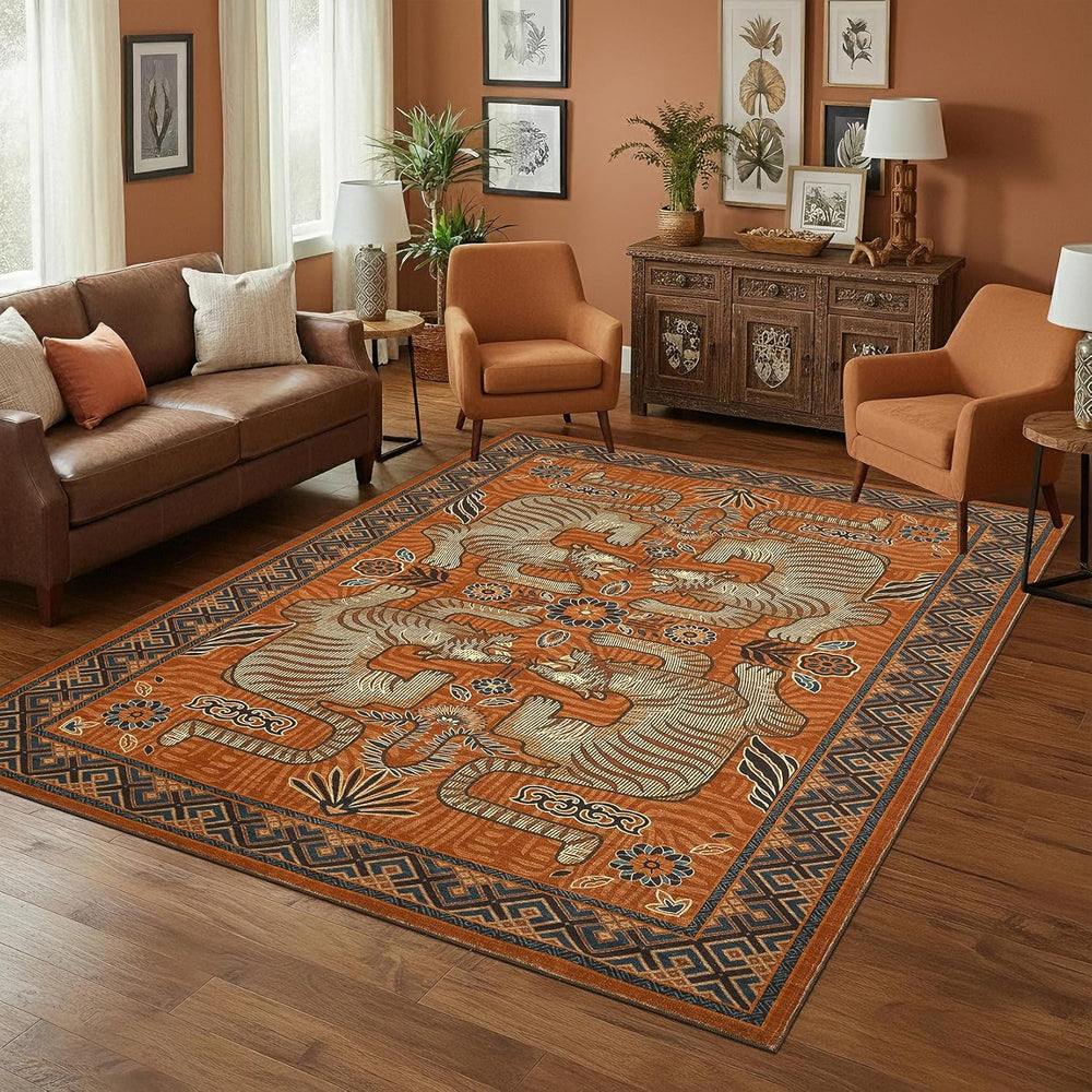 GarveeHome Tiger 6x9 Area Rugs Boho Washable Vintage Non Slip Living Room