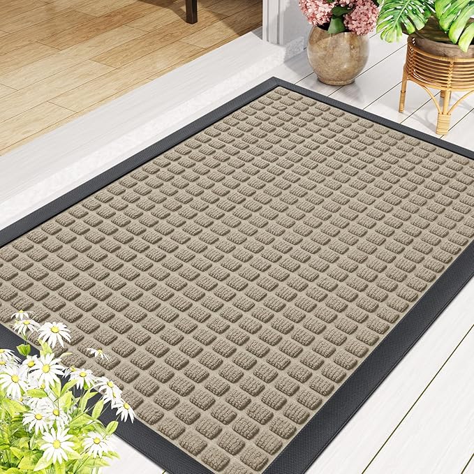 Smiry Front Door Mat Outside Entrance, Heavy Duty Natural Rubber Doormat - Image 9