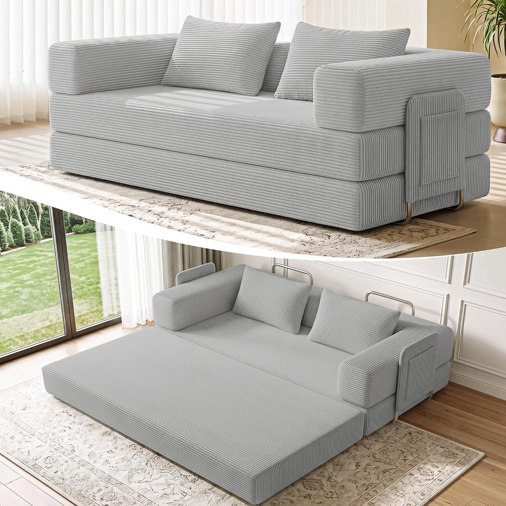 78" 5-in-1 Convertible Futon Sofa Bed, Boneless Couch for Living Room