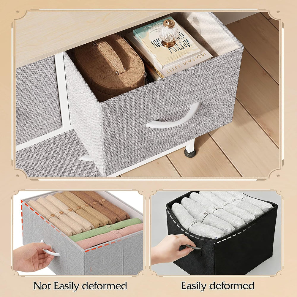 WLIVE Dresser for Bedroom, Wide Dresser with 5 Fabric Drawers, Light Grey