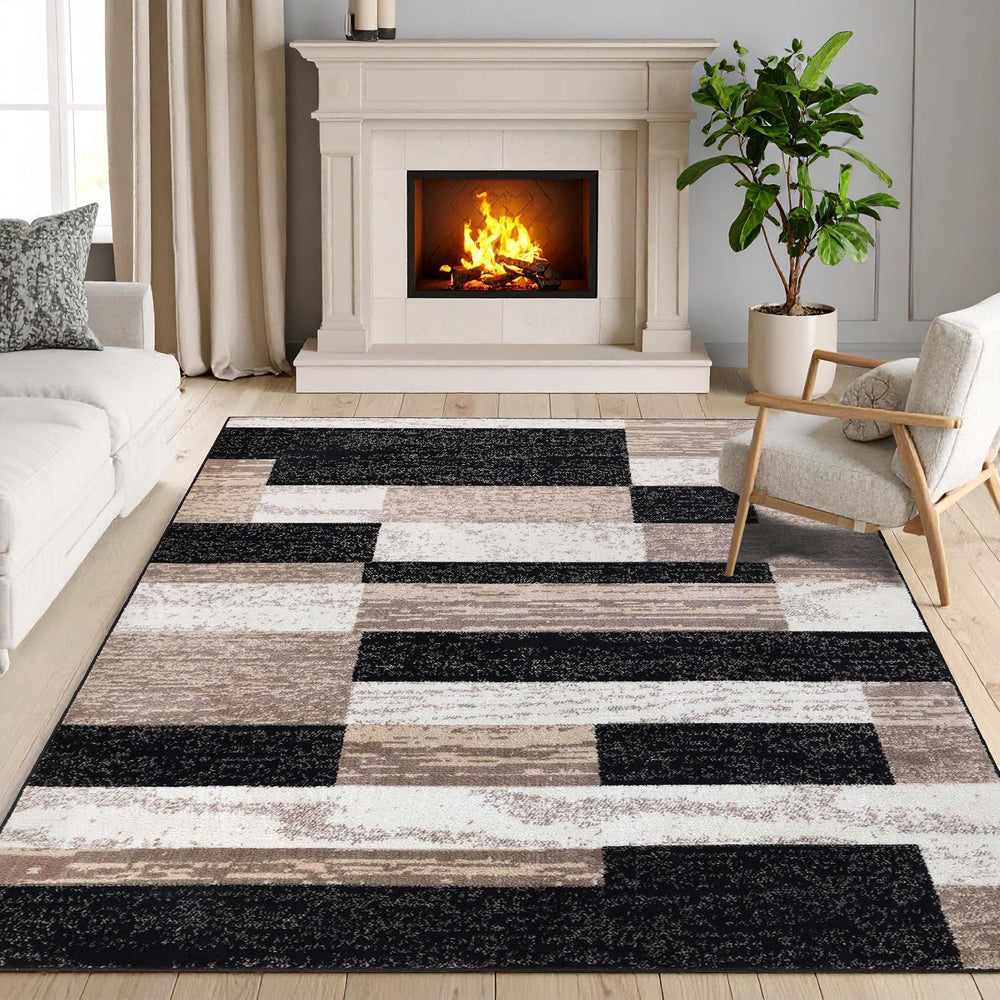 Superior Rockwood Modern Geometric Indoor Area Rug, 8'x10', Ivory Bei...