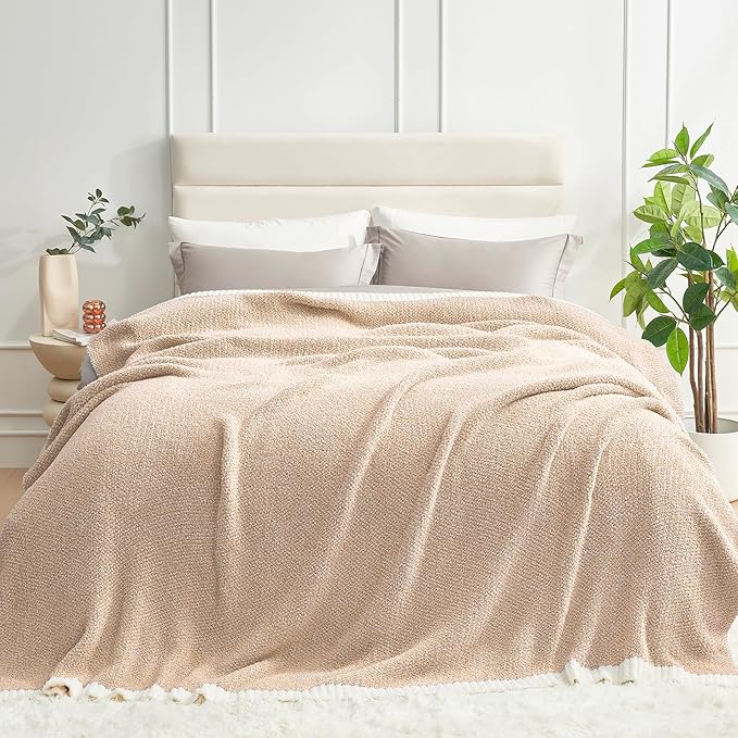 Snuggle Sac Twin XL Bed Blanket 66x90 inches, Super Soft Warm Beige Blankets - Image 2