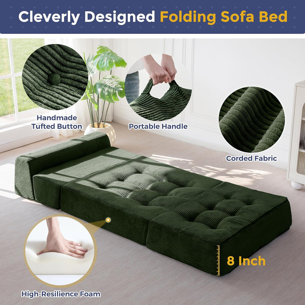 MAXYOYO Folding Sofa Bed, 8-Inch Fold-Out Chair Bed, Single