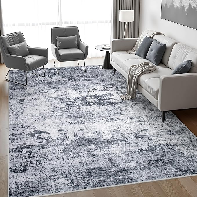 5x7 Area Rug Living Room Rug: Washable Modern Abstract Soft Thin Rug Indoor - Image 3