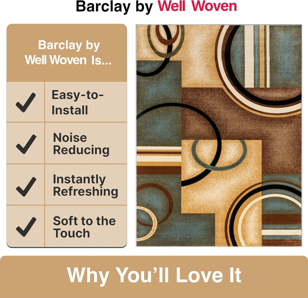 Well Woven Barclay Arcs & Shapes Light Blue Modern Geometric 8x10 (7'...