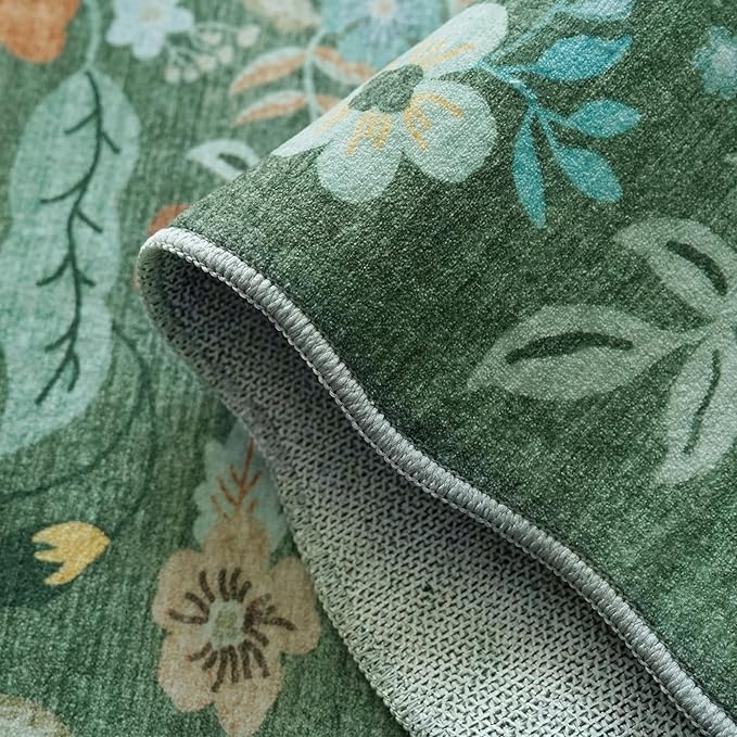 Washable 2'6x12 Hallway Runner Rug: Soft Entryway Kitchen Floral Runners Non - Image 3