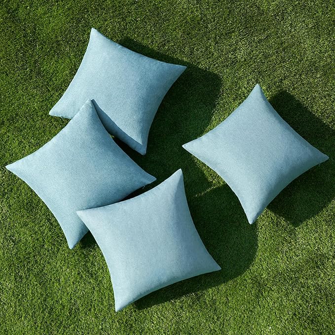 MIULEE Pack of 4 Decorative Outdoor Throw Pillow Covers Linen Waterproof Pillow - Image 4