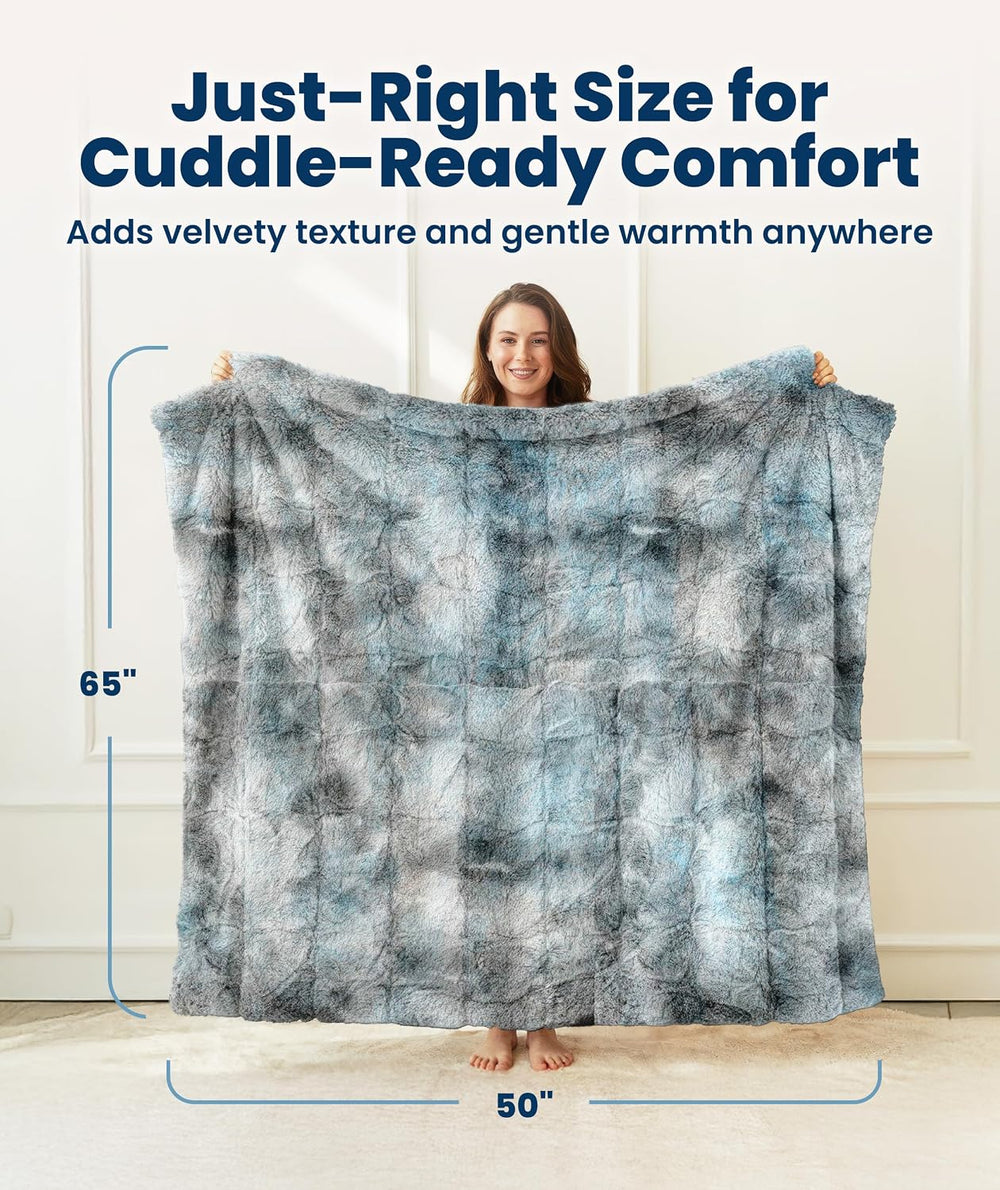 Everlasting Comfort Soft & Comfortable Arctic Blue Faux Fur Throw Blanket...